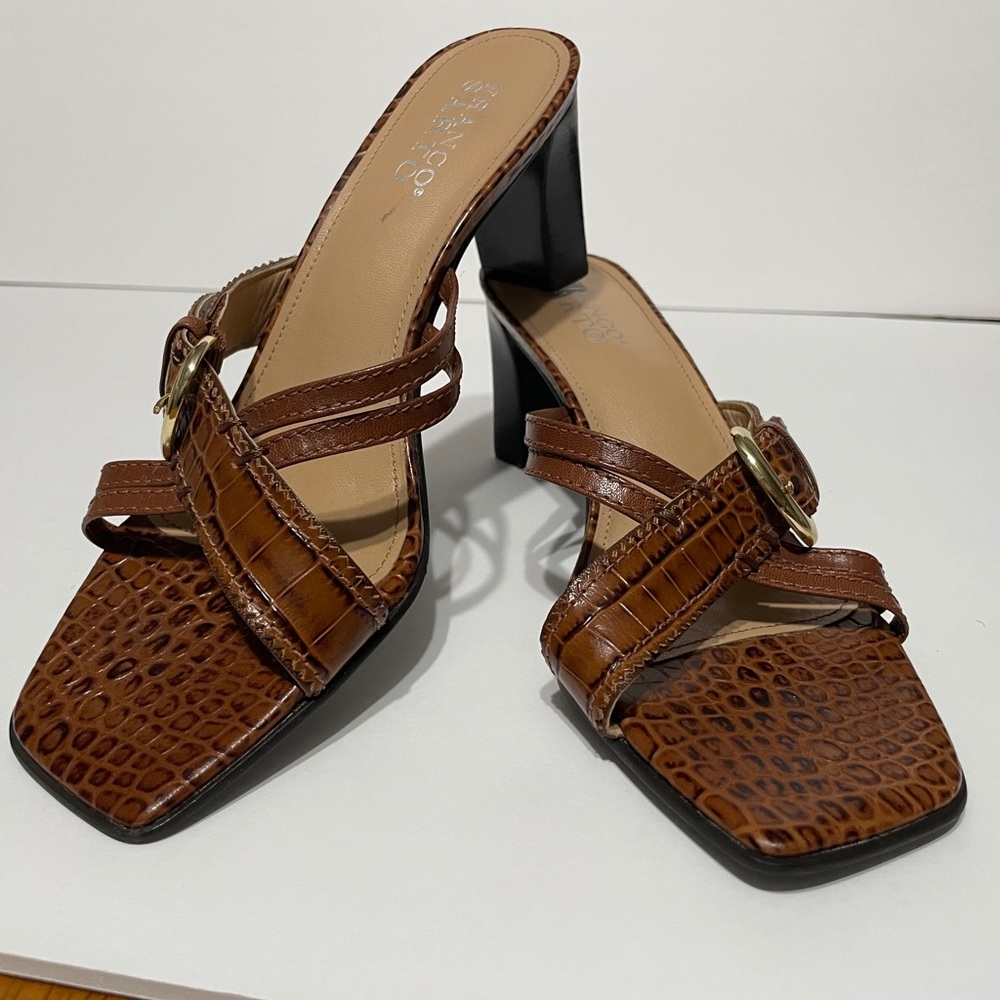 Franco Sarto Brown Croc Mule Sandals